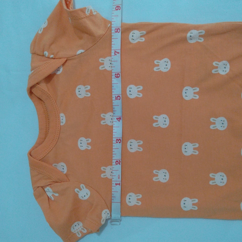 Sterling Cute Baby Girl Bunny Print 2 Bundle Bodysuits in Orange and Cream Set - Picture 11 of 12